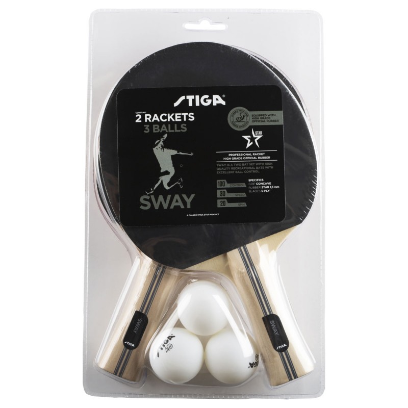 STIGA galda tenisa Komplekts SWAY (2 raketes + 3 b...